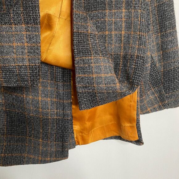 VTG Urban Suburban by Moordale Tweed Coat Gold Satin Lined High Split Side Large - Picture 12 of 14